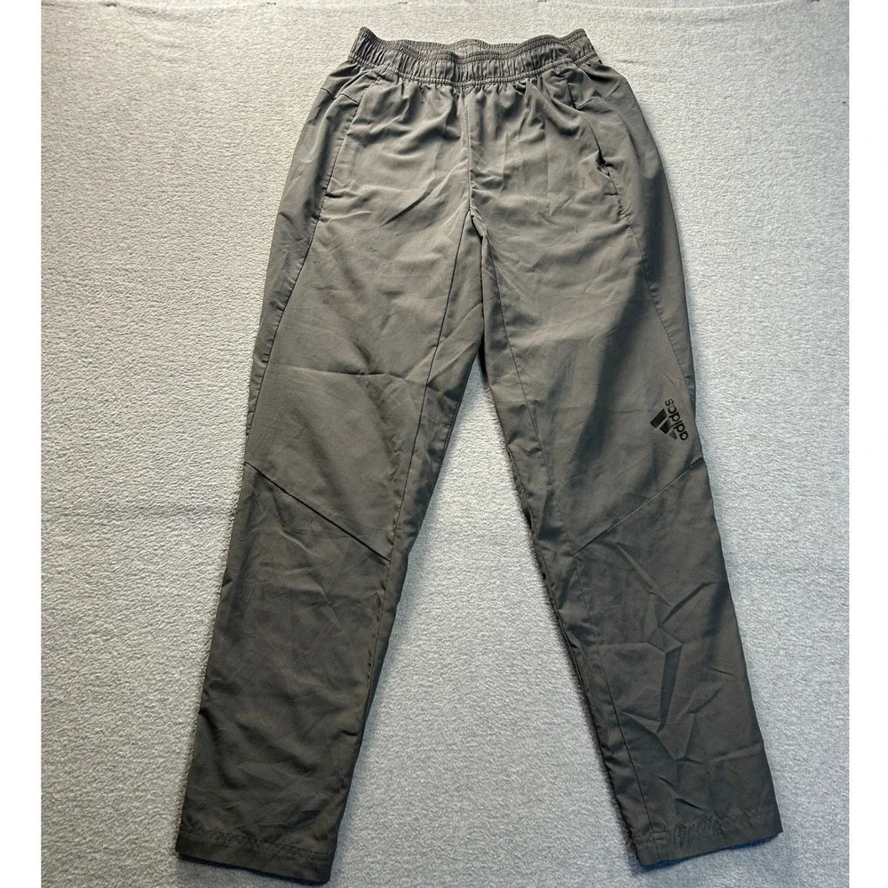 adidas Track Training Pants Mens Small Charcoal Gray Woven Athletic Workout